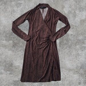 Norma Kamali Snake Skin Surplice Jersey Faux Wrap Dress